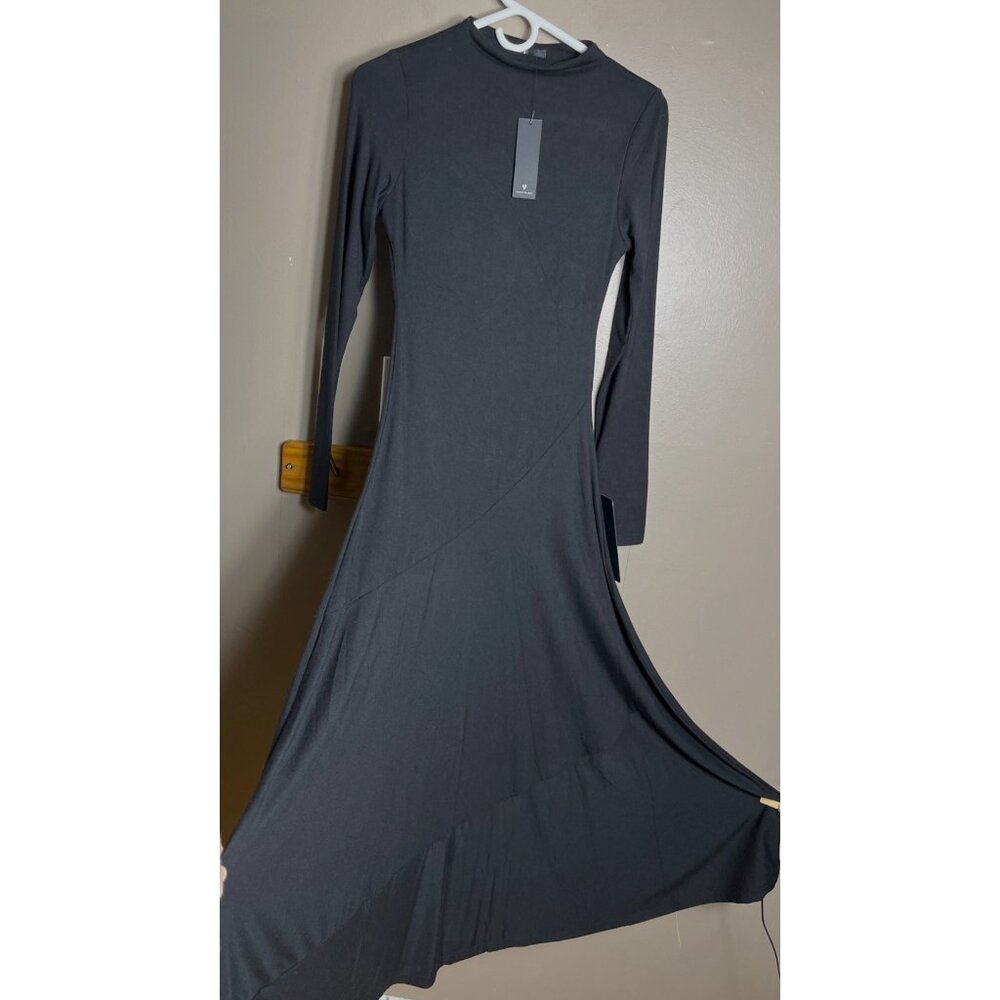 NWT Lulus Mock Neck Dress Maxi Rayon Jersey Versatile Dark Feminine Winter Wm XS - Picture 2 of 7